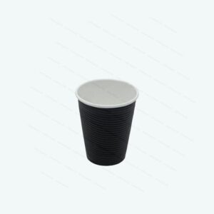 Coffee Cup S/Wall Ripple Black 250ml