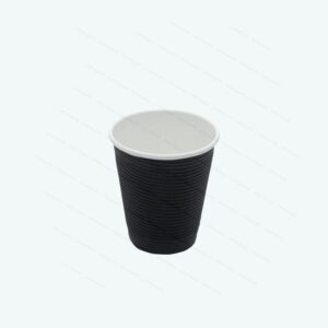Coffee Cup S/Wall Ripple Black 350ml