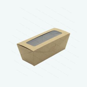 Hotdog Box Large with Fold Over Lid. Size: 18 x 6.5 x 7cm (h). Flat Pack.